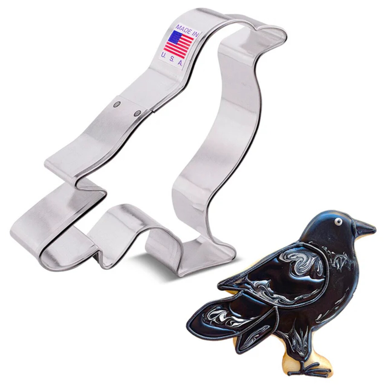 Crow Shape Steel Cookie Cutter for Halloween Baking and Creative Treats